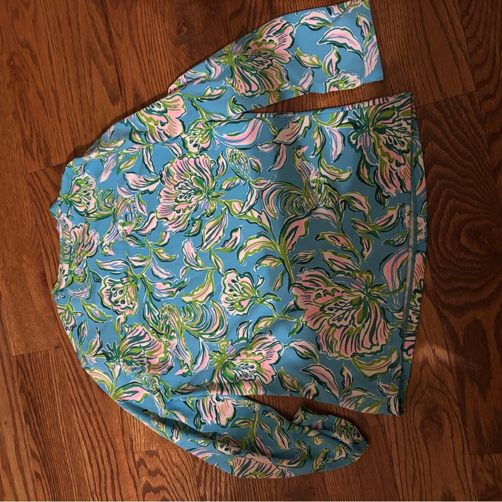 Lilly Pulitzer Blue and Green Bubble Swim Skirt Set